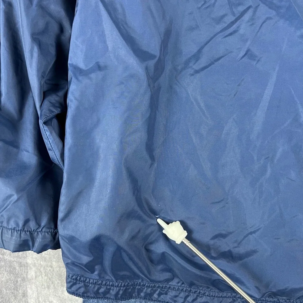 Y2K Adidas Boys XL Navy Blue Stripe Hooded Half Zip‎ Anorak Windbreaker Jacket